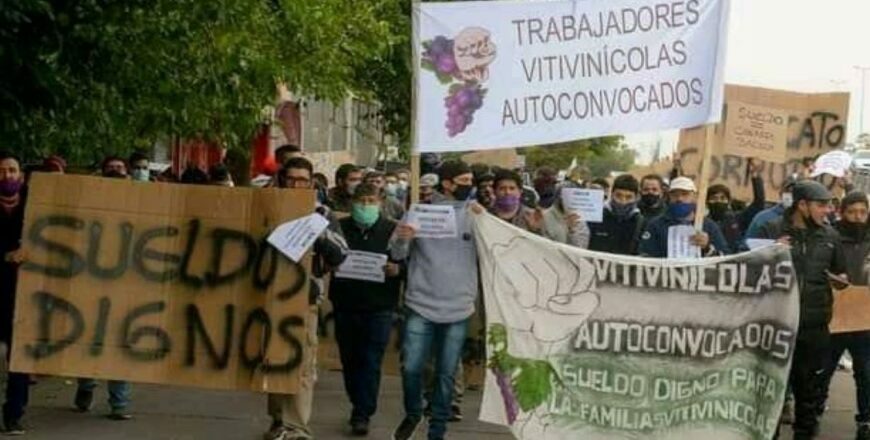 Mendoza, Argentina, histórica huelga de trabajadores vitivinícolas.